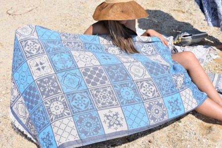 PLAKA BLUE, Beach towel | HAMMAM HÅNDKLE