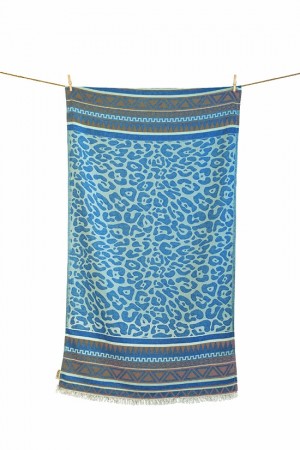 KEROS, Beach towel, blå | HAMMAM HÅNDKLE