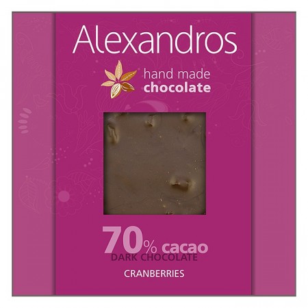 Håndlaget mørk sjokolade med Cranberries / Tranebær | 90g