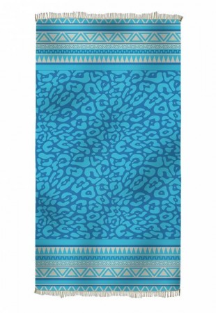 KEROS Beach towel, TURQUOISE, BLUE & BEIGE | HAMMAM HÅNDKLE